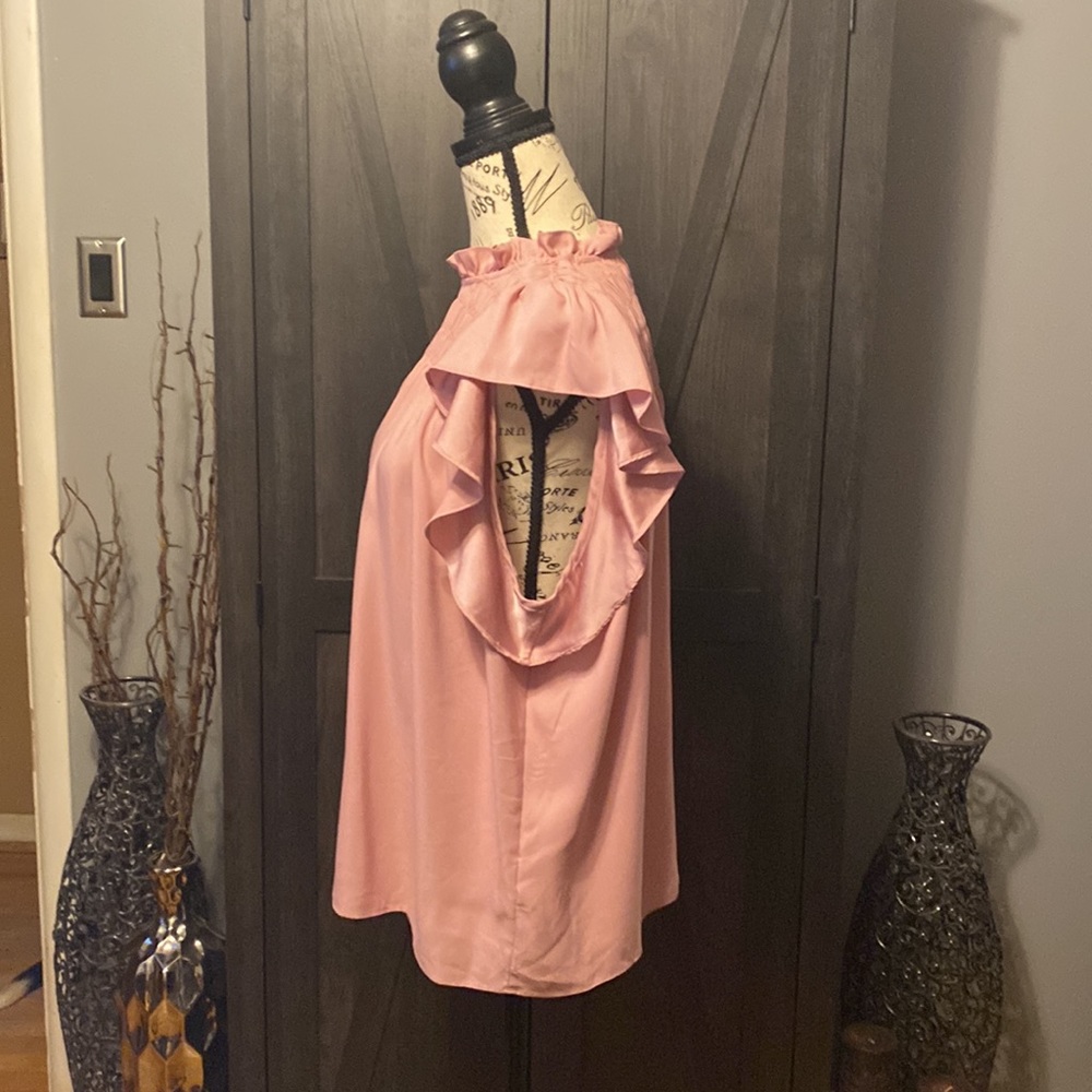 1 STATE rose colored ruffle sleeve shirt - Picture 2 of 4